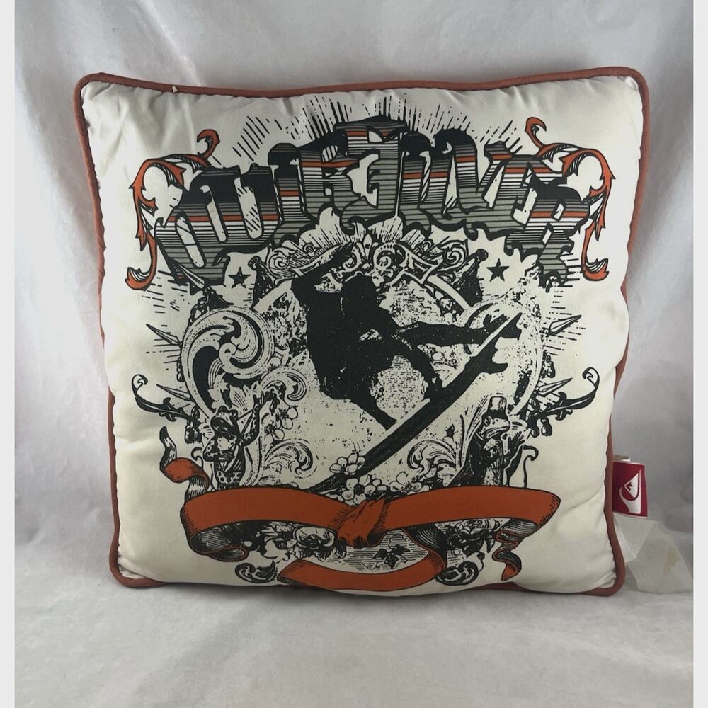 Quiksilver Graphic Surfer Throw Pillow 15 x 15 Square Vintage Y2K
